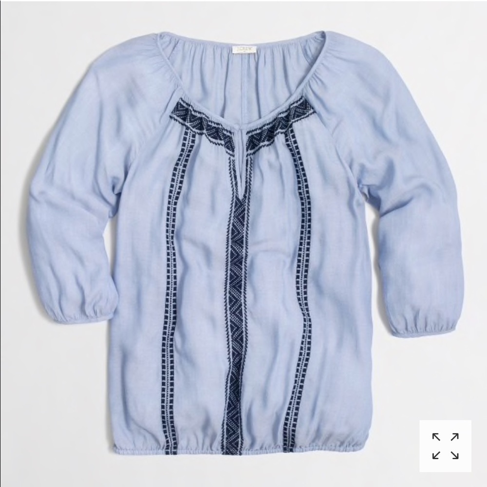 J. Crew Embroidered Peasant Blouse